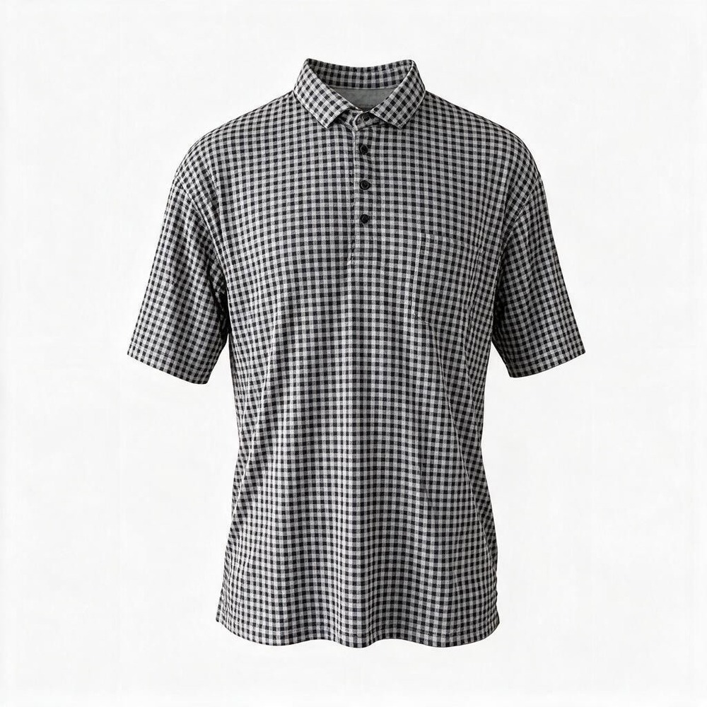 Collars & Co Mens 3XL Gingham Performance Polo Navy Blue White Short Sleeve
